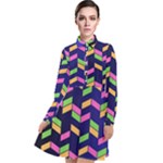 Background Pattern Geometric Pink Yellow Green Long Sleeve Chiffon Shirt Dress