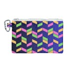 Background Pattern Geometric Pink Yellow Green Canvas Cosmetic Bag (Medium)