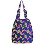 Background Pattern Geometric Pink Yellow Green Center Zip Backpack