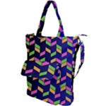 Background Pattern Geometric Pink Yellow Green Shoulder Tote Bag