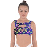 Background Pattern Geometric Pink Yellow Green Bandaged Up Bikini Top