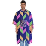 Background Pattern Geometric Pink Yellow Green Men s Hooded Rain Ponchos