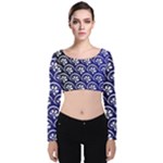 Pattern Floral Flowers Leaves Botanical Velvet Long Sleeve Crop Top