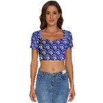 Pattern Floral Flowers Leaves Botanical Short Sleeve Square Neckline Crop Top 