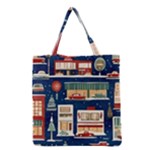 Cars Snow City Landscape Vintage Old Time Retro Pattern Grocery Tote Bag