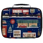 Cars Snow City Landscape Vintage Old Time Retro Pattern Full Print Lunch Bag