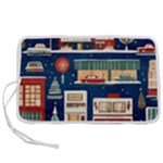 Cars Snow City Landscape Vintage Old Time Retro Pattern Pen Storage Case (L)