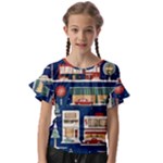 Cars Snow City Landscape Vintage Old Time Retro Pattern Kids  Cut Out Flutter Sleeves