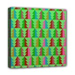 Trees Pattern Retro Pink Red Yellow Holidays Advent Christmas Mini Canvas 8  x 8  (Stretched)