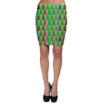 Trees Pattern Retro Pink Red Yellow Holidays Advent Christmas Bodycon Skirt