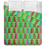 Trees Pattern Retro Pink Red Yellow Holidays Advent Christmas Duvet Cover Double Side (California King Size)