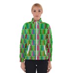 Trees Pattern Retro Pink Red Yellow Holidays Advent Christmas Women s Bomber Jacket