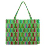 Trees Pattern Retro Pink Red Yellow Holidays Advent Christmas Zipper Medium Tote Bag