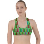 Trees Pattern Retro Pink Red Yellow Holidays Advent Christmas Criss Cross Racerback Sports Bra