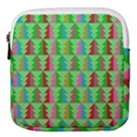 Trees Pattern Retro Pink Red Yellow Holidays Advent Christmas Mini Square Pouch