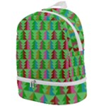 Trees Pattern Retro Pink Red Yellow Holidays Advent Christmas Zip Bottom Backpack