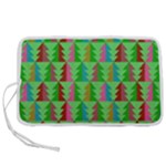 Trees Pattern Retro Pink Red Yellow Holidays Advent Christmas Pen Storage Case (S)