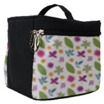 Pattern Flowers Leaves Green Purple Pink Make Up Travel Bag (Small)