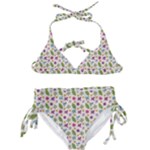 Pattern Flowers Leaves Green Purple Pink Kids  Classic Bikini Set