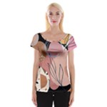 Abstract Boho Bohemian Style Retro Vintage Cap Sleeve Top