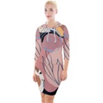 Abstract Boho Bohemian Style Retro Vintage Quarter Sleeve Hood Bodycon Dress