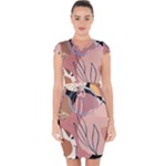 Abstract Boho Bohemian Style Retro Vintage Capsleeve Drawstring Dress 