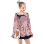 Abstract Boho Bohemian Style Retro Vintage Kids  Long Sleeve Dress