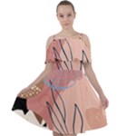 Abstract Boho Bohemian Style Retro Vintage Cut Out Shoulders Chiffon Dress