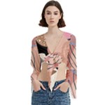 Abstract Boho Bohemian Style Retro Vintage Trumpet Sleeve Cropped Top