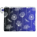 Pattern Floral Leaves Botanical White Flowers Canvas Cosmetic Bag (XXL)