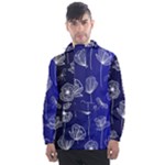 Pattern Floral Leaves Botanical White Flowers Men s Front Pocket Pullover Windbreaker