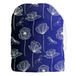 Pattern Floral Leaves Botanical White Flowers Drawstring Pouch (3XL)