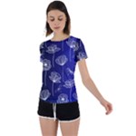 Pattern Floral Leaves Botanical White Flowers Back Circle Cutout Sports T-Shirt