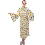 Background Pattern Flowers Leaves Autumn Fall Colorful Leaves Foliage Maxi Velvet Kimono