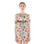 Background Pattern Flowers Design Leaves Autumn Daisy Fall Shoulder Cutout One Piece Dress