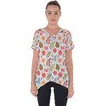 Background Pattern Flowers Design Leaves Autumn Daisy Fall Cut Out Side Drop T-Shirt