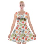 Background Pattern Flowers Design Leaves Autumn Daisy Fall Velvet Skater Dress
