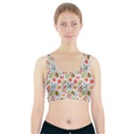 Background Pattern Flowers Design Leaves Autumn Daisy Fall Sports Bra With Pocket