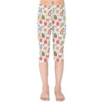 Background Pattern Flowers Design Leaves Autumn Daisy Fall Kids  Capri Leggings 