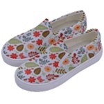 Background Pattern Flowers Design Leaves Autumn Daisy Fall Kids  Canvas Slip Ons