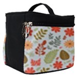Background Pattern Flowers Design Leaves Autumn Daisy Fall Make Up Travel Bag (Small)