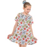 Background Pattern Flowers Design Leaves Autumn Daisy Fall Kids  Short Sleeve Shirt Dress