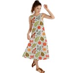 Background Pattern Flowers Design Leaves Autumn Daisy Fall Summer Maxi Dress