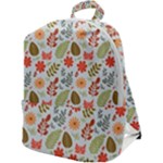 Background Pattern Flowers Design Leaves Autumn Daisy Fall Zip Up Backpack