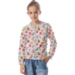 Background Pattern Flowers Design Leaves Autumn Daisy Fall Kids  Long Sleeve T-Shirt with Frill 