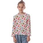 Background Pattern Flowers Design Leaves Autumn Daisy Fall Kids  Frill Detail T-Shirt
