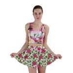 Flowers Leaves Roses Pattern Floral Nature Background Mini Skirt