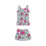 Flowers Leaves Roses Pattern Floral Nature Background Kids  Boyleg Swimsuit