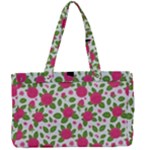 Flowers Leaves Roses Pattern Floral Nature Background Canvas Work Bag
