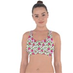 Flowers Leaves Roses Pattern Floral Nature Background Cross String Back Sports Bra